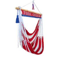 Patriotic USA hammock chair flag with Free Speech sign