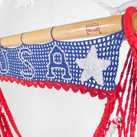 Portable American flag chair hammock with USA sign