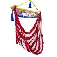 USA hammock chair flag with woven eagle