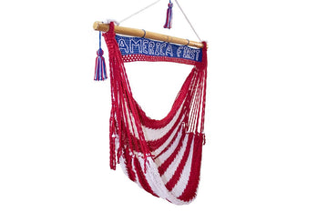 Hammock chair USA flag with 13 stripes and America First sign