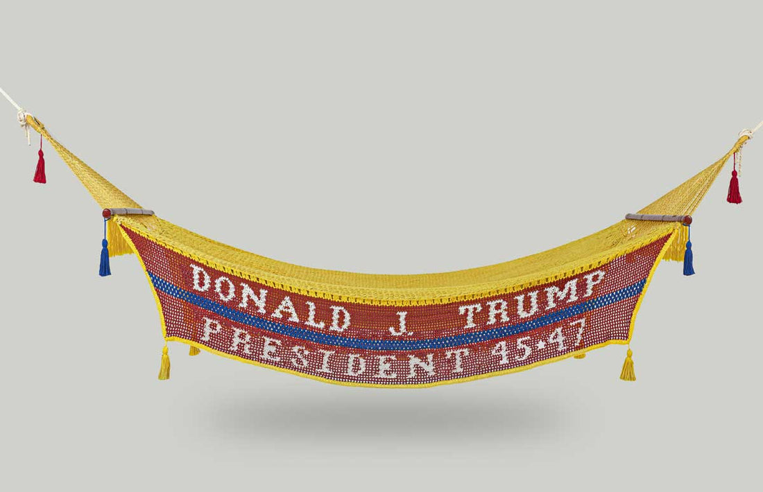 Extra large  Donald J. Trump President 45 memorabilia hammock - Natural dyes