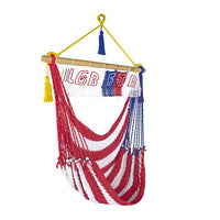 American Flag Hammock Chair With Spreader Bar And Let's Go Brandon Sign