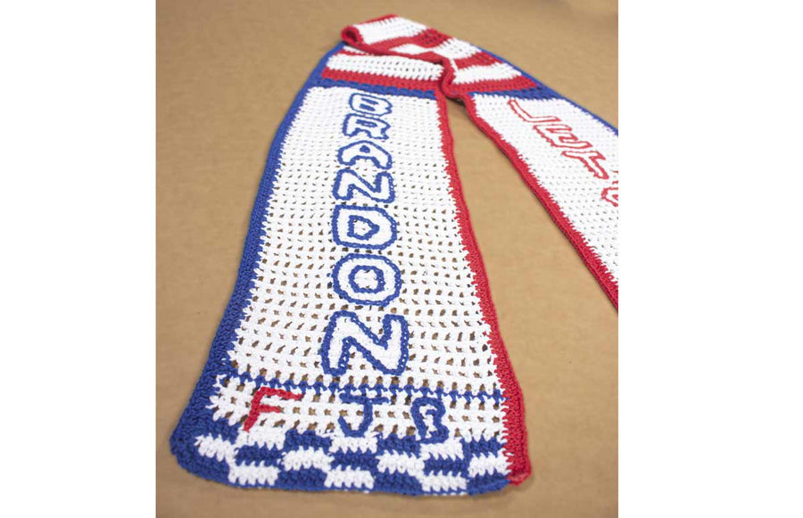 Patriot scarf with U.S.A. flag and Let's Go Brandon sign