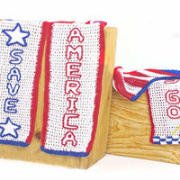 Patriot scarf with Save America sign