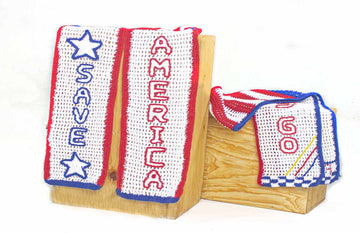 Patriot scarf with Save America sign
