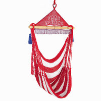 comfortable hanging striped hammock USA flag hammock chair with Free Speech sign