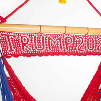 Outdoor and indoor Trump 2024 flag chair with gold tassels